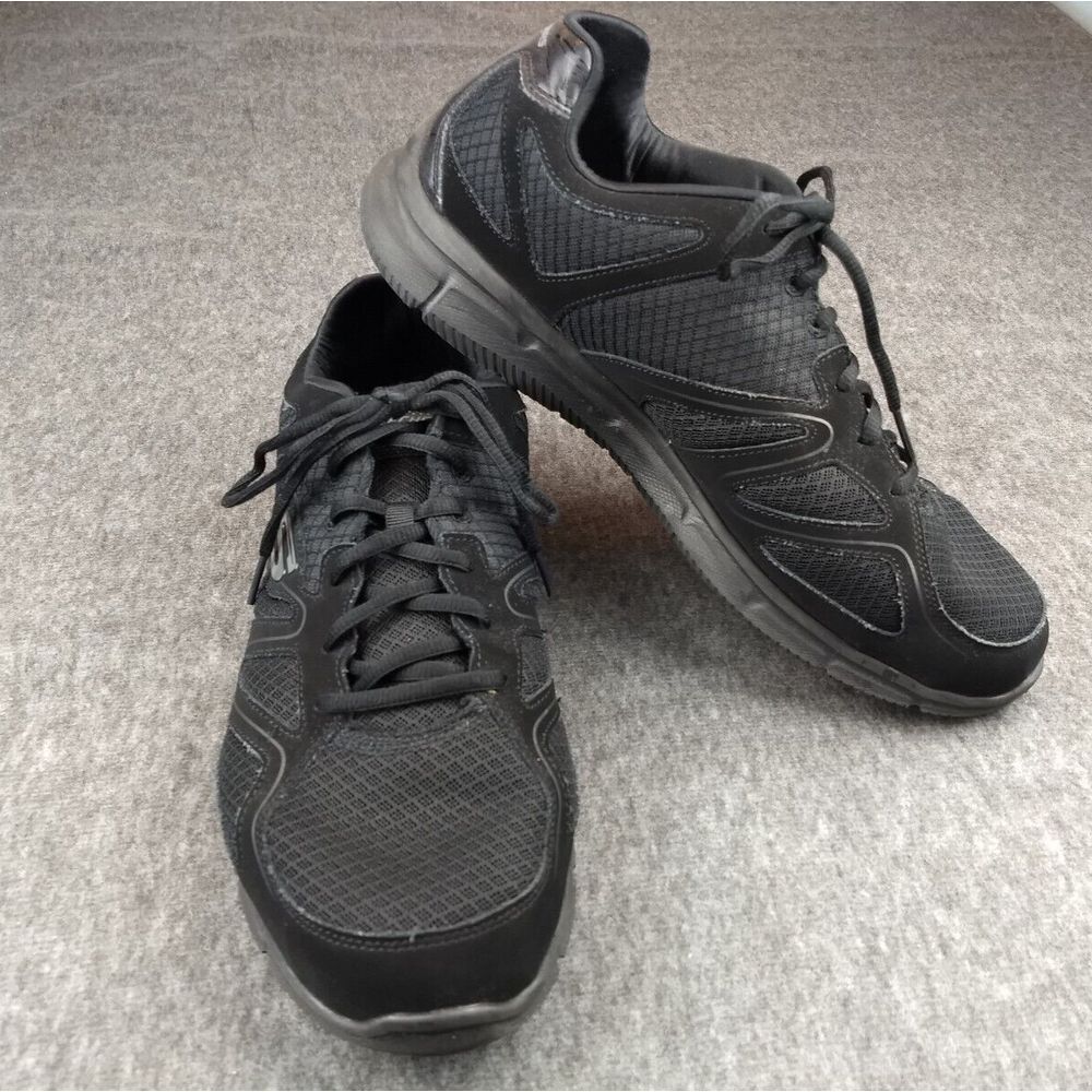 Skechers Flash‎ Point Men's 13 Wide Fit Sneakers Black & Grey Memory Foam 58350W